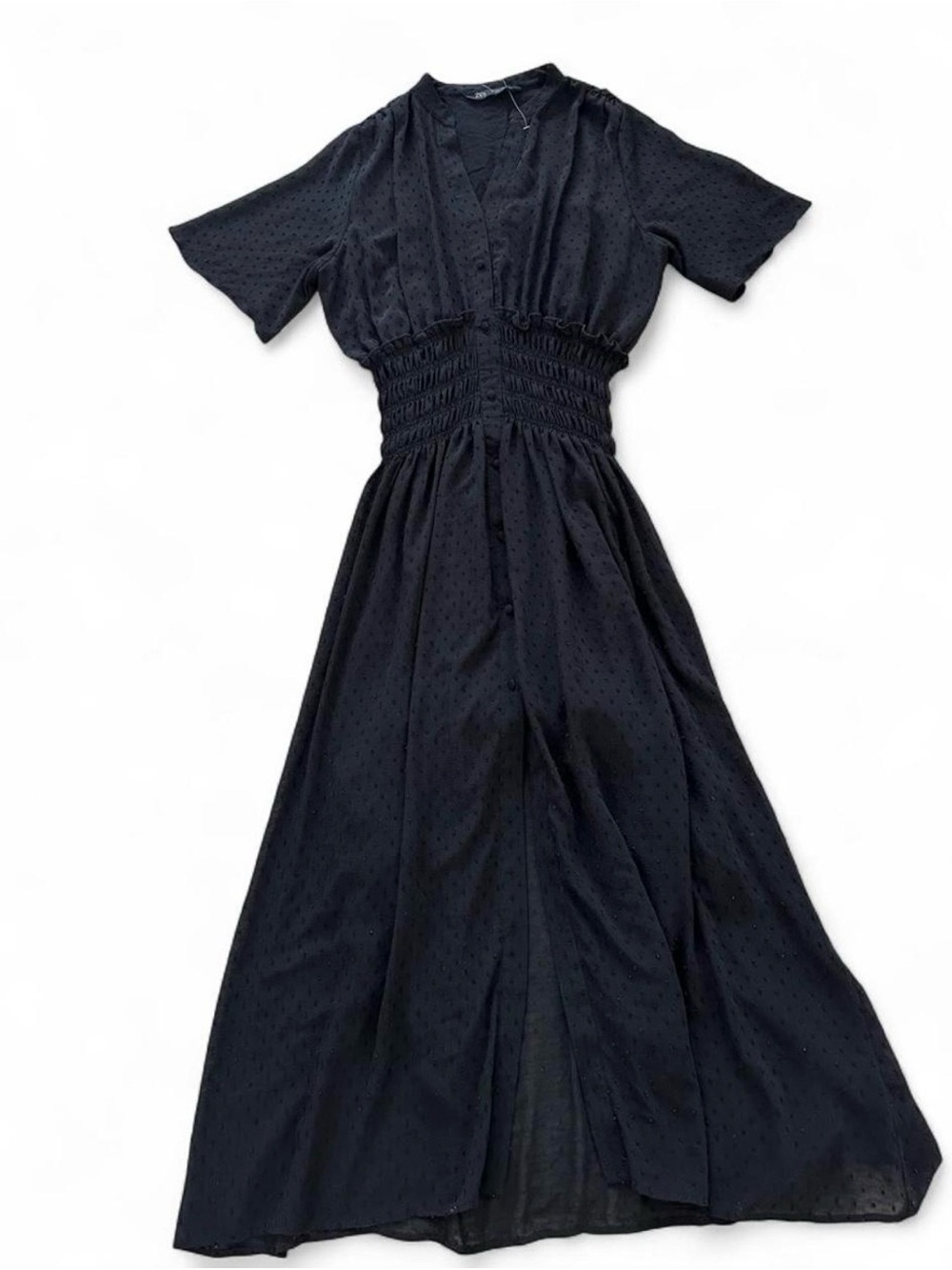 Zara Women's Black Smocked-Waist Maxi Dress size S
